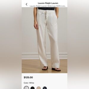 Ralph Lauren Wide-Leg 109% White Linen Trousers
